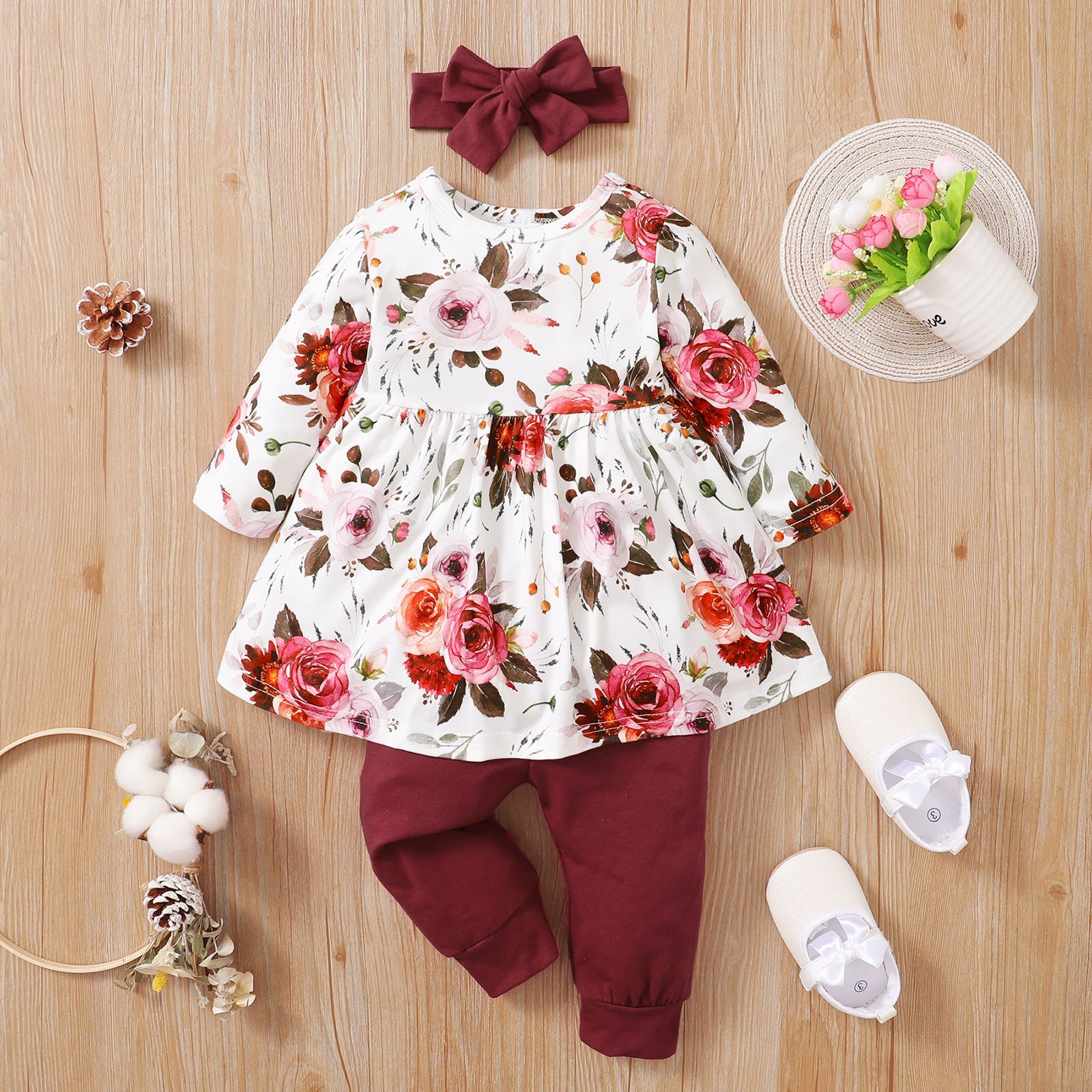 Fashion Flower Printing Polyester Girls Clothing Sets display picture 2