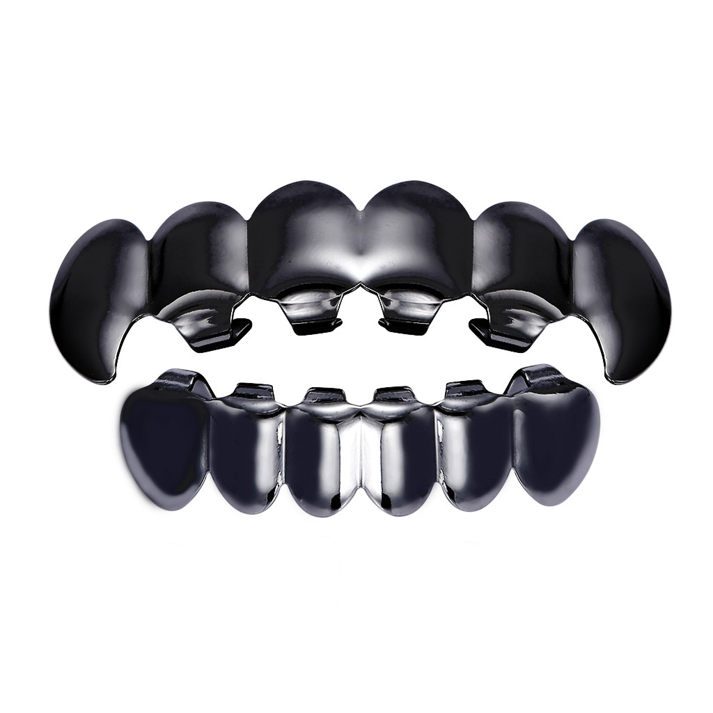 Europeo y americano nuevo hip hop personas real chapado en oro tirantes cóncavo-convexo Plaid textura hip hop tirantes grandes dientes de oro