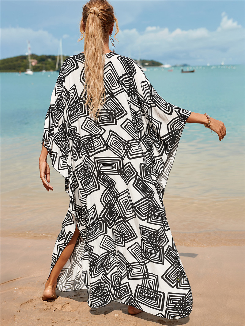 224g Weight Sunscreen Shirt Outerwear Type 3/4 Length Sleeve Sleeve Length Polyester Fabric Type Long Top Length V Neck Neckline Printing, Leopard Pattern Spring&Summer Season Women's Gender Vacation, Beach Style Women's Printing Leopard Vacation Beach Cover Ups 95