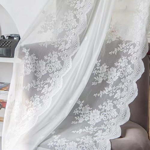 French romantic lace edge small window curtain fabric for kitchen and bedroom shading balcony partition curtain fabric