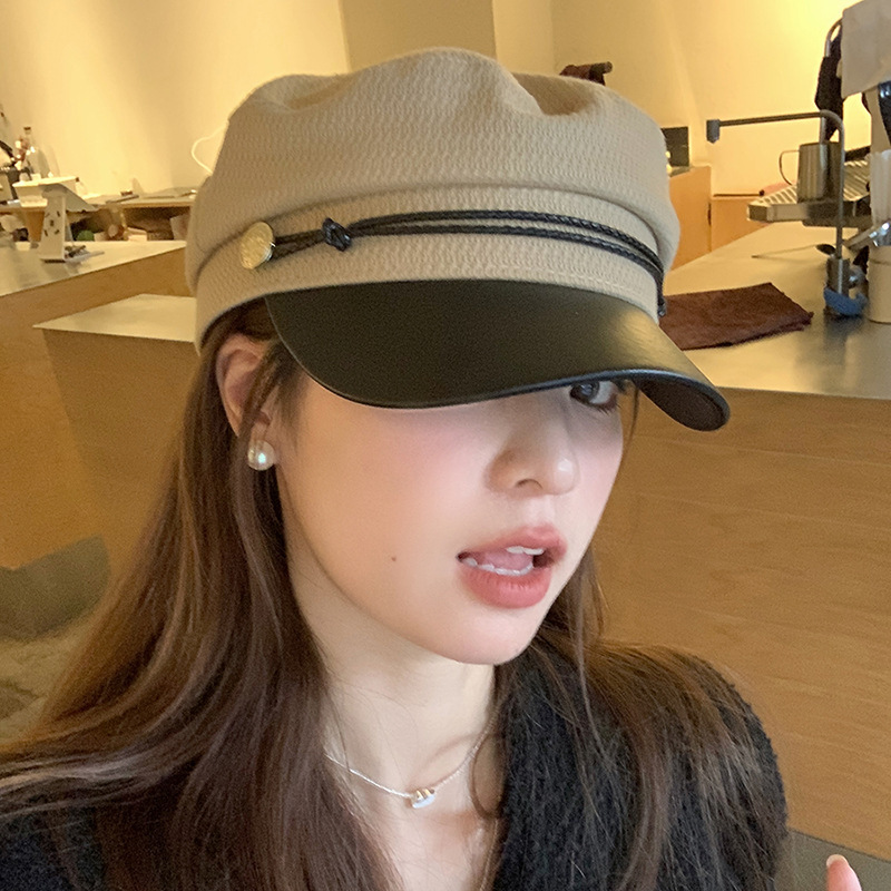 秋冬万能英国風カレッジ風キャスケット帽レディース韓国風レトロベレー帽フラットトップ八角海軍帽|undefined