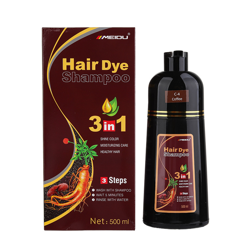 Mido al por mayor transfronterizo, un champú de tinte para el cabello negro, un lavado, blanco a negro, planta fina, crema para el cabello de burbujas