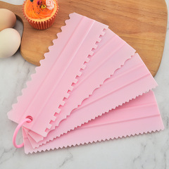 DIY Baking Tools Plastic Cream Scraper Set Novel Comb Cake Scraper Pattern Cream Scraper 4-Piece Set