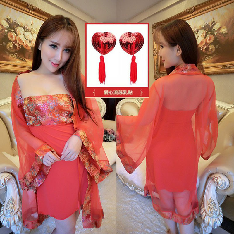 Lencería sexy antiguo transparente ropa Tang traje bellyband caliente adulto tentación estilo retro colgando pijamas de las mujeres