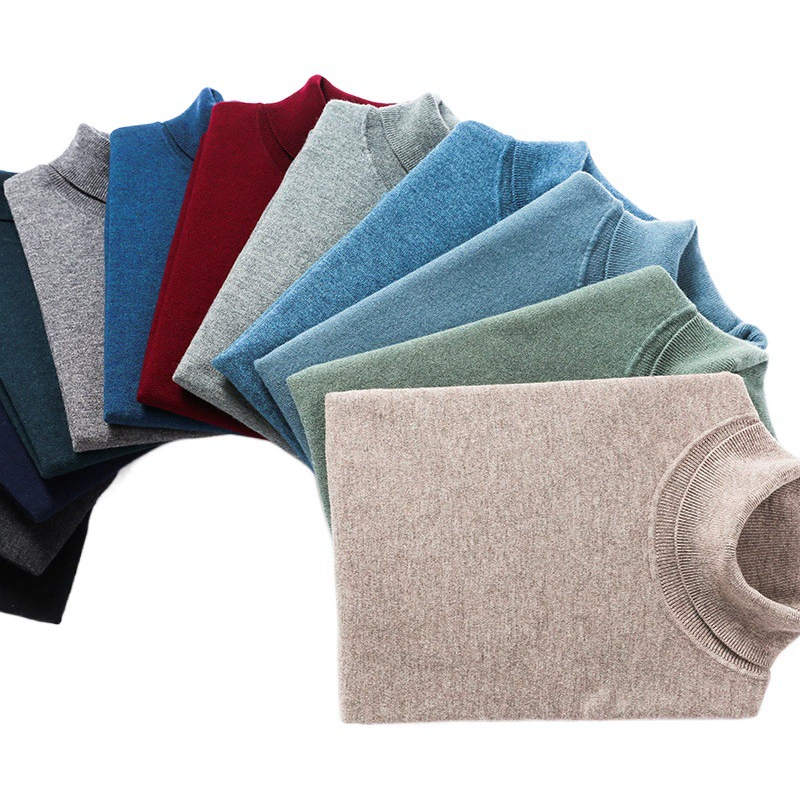 100% полностью шерстяной свитер мужской Молодежный с высоким воротником из чистой шерсти утолщенный теплый нижний шерстяной свитер мужской