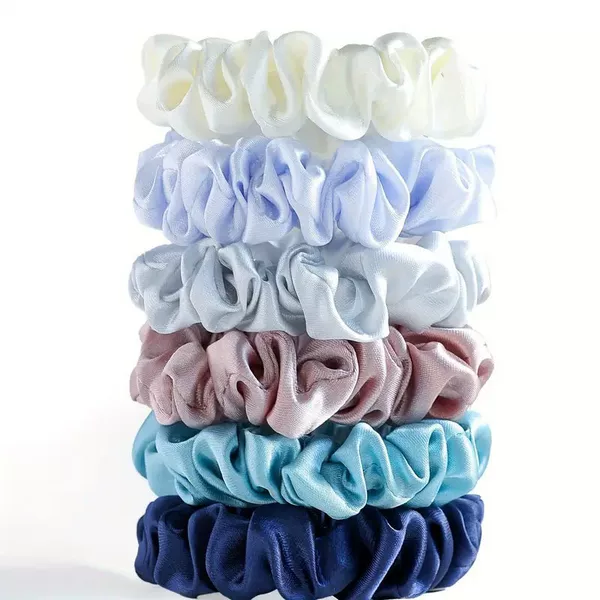 Mixed color small hair ties, simple high-elasticity hair rope set, multi-size headbands, satin fabric hair flowers