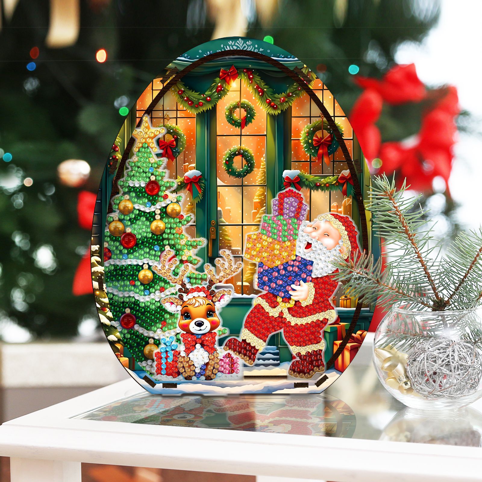 Pintura de diamantes adornos navideños periféricos pintura de diamantes hechos a mano pegatinas de alces navideños adornos de escritorio decorativos de diamantes