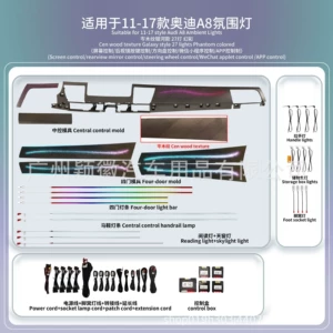 Suitable for 11-17 Model Audi A8 Car Interior Modification with 64-Color Music-Changing Ambient Lighting
