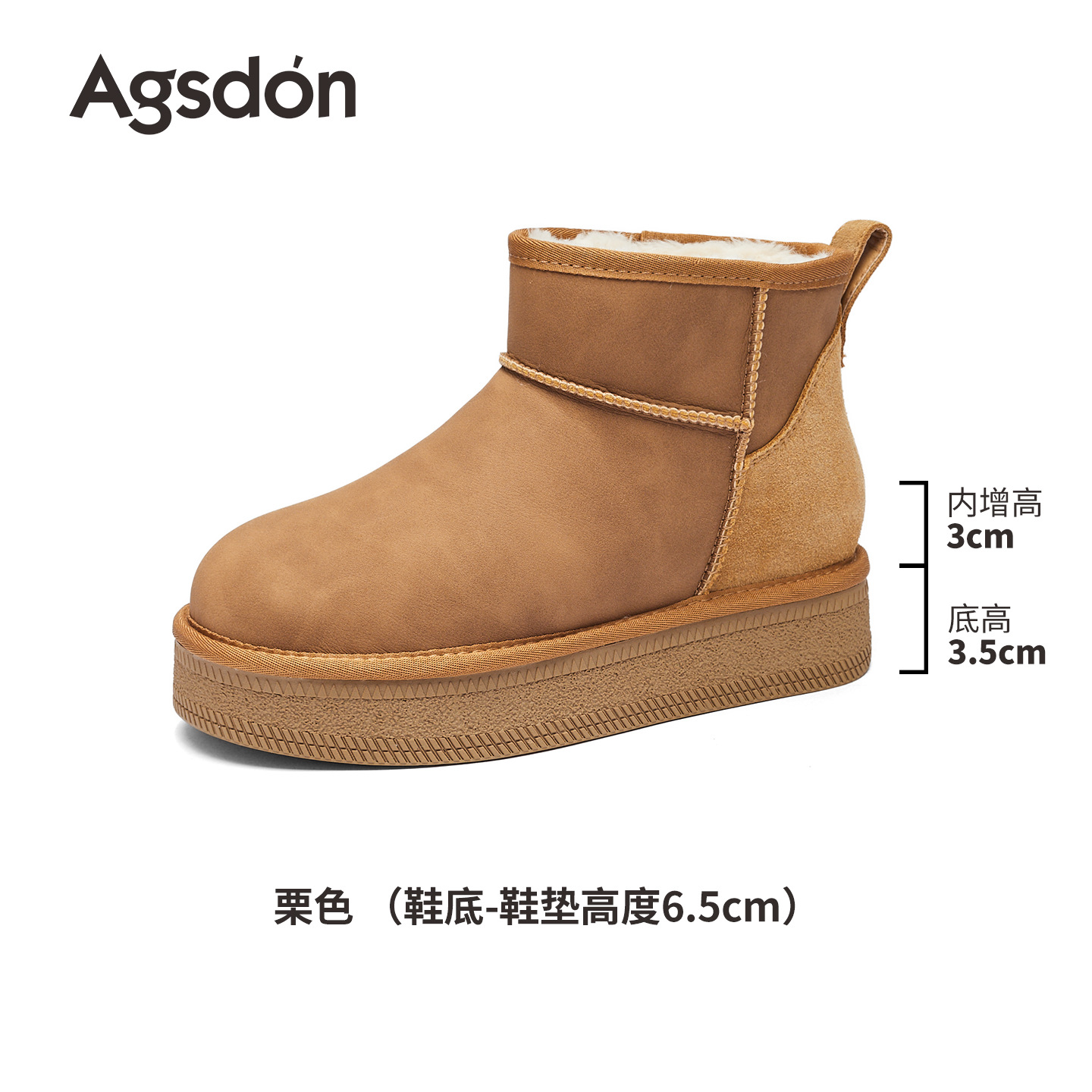 Botas de nieve de fondo grueso para mujeres 2025 nuevo invierno botas cortas de lana y algodón retro Bocken