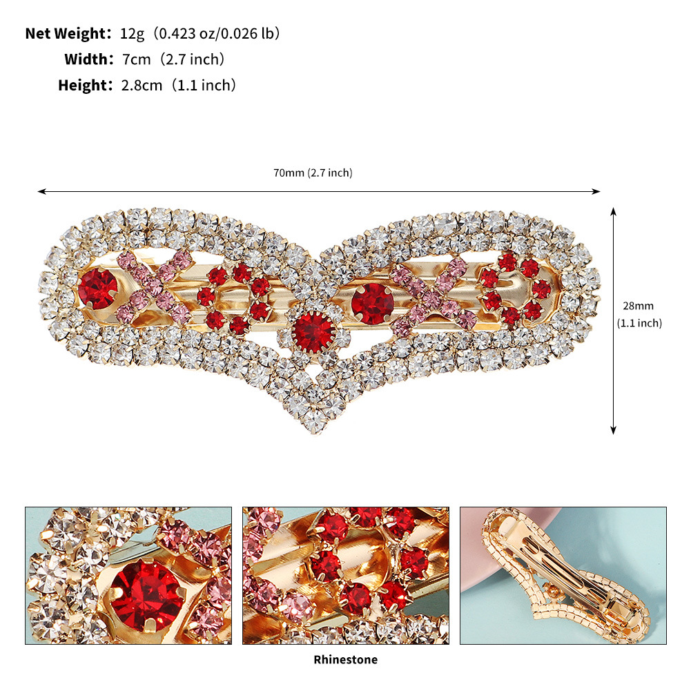 20g Weight Hair Clip Hair Accessories Type 1 Piece Quantity Banquet, Party Occasion Rhinestone Material Heart Shape, Bow Knot Pattern All Seasons Season Women's Gender Elegant, Shiny Style Elegant Shiny Women's Heart Shape Bow Knot Rhinestone Hair Clip 8