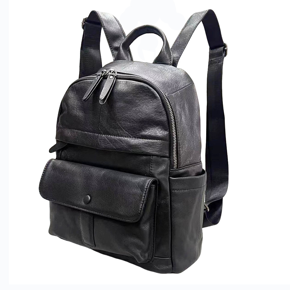 Leather Backpack Women's Black Top Layer Cowhide Women's Backpack Versatile Soft Leather Women's Bag_voghion.com