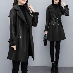 大码女装皮毛一体皮衣2025秋冬新款洋气宽松系带休闲加厚皮外套冬