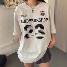 印花上衣服女尾货纯棉短袖T恤别致学院风100学生透气字母美式潮流