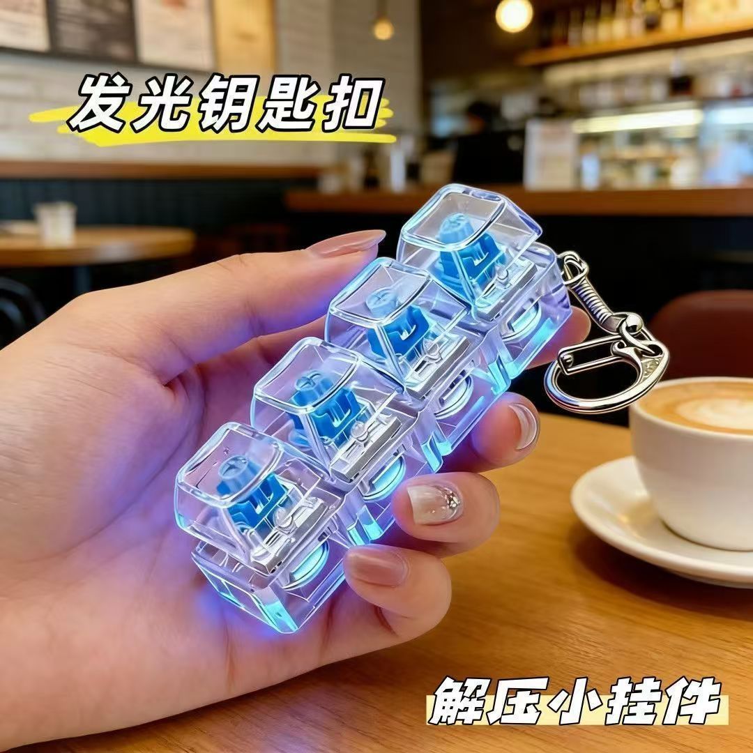 Descompresión creativa [efecto de luz RGB] llavero de teclado de descompresión artefacto de teclado probador de eje luminoso tapa de tecla transparente