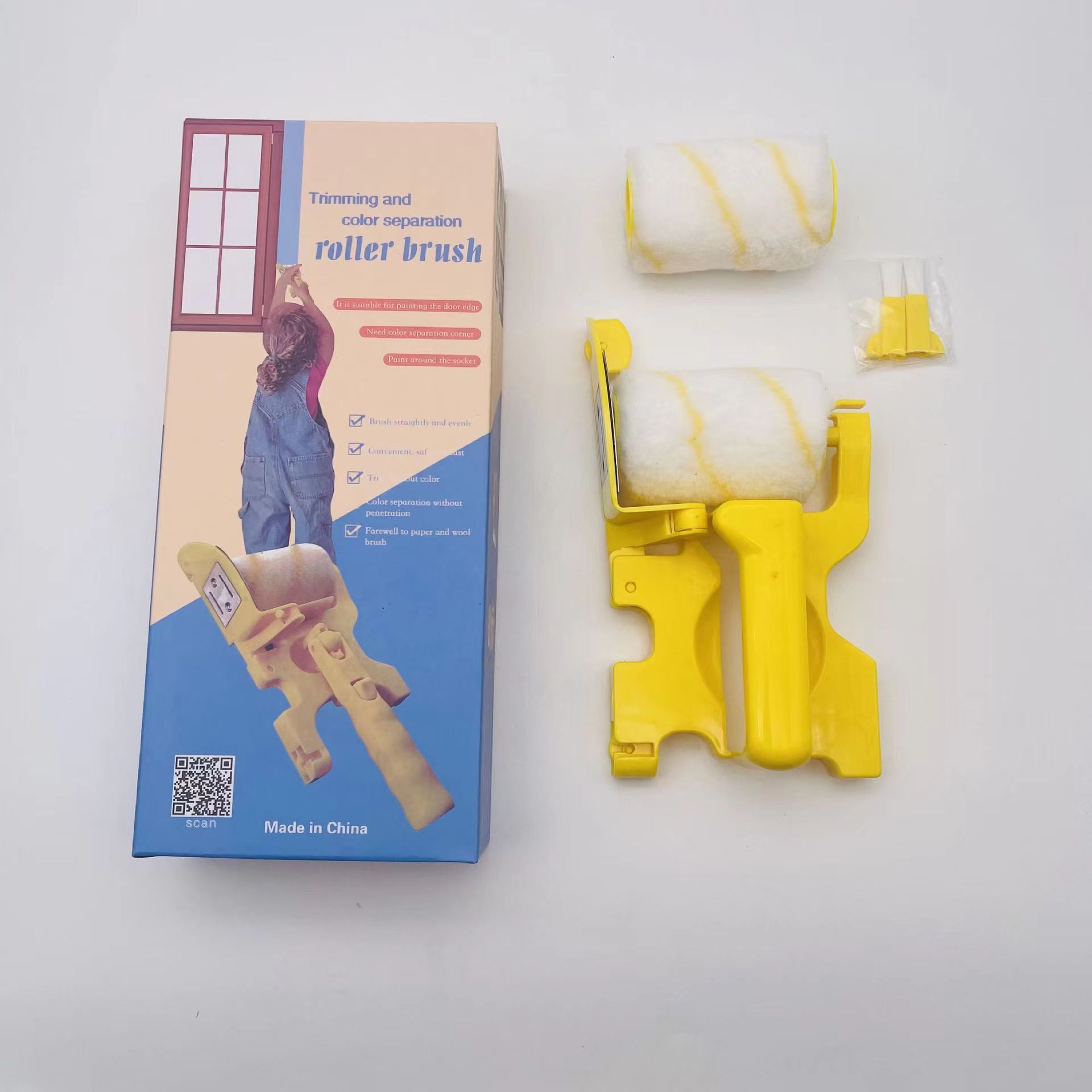 Cepillo de rodillo de recorte de separación de color cepillo de pintura multifuncional borde de la esquina sin ángulo muerto pincel fino pintura de látex