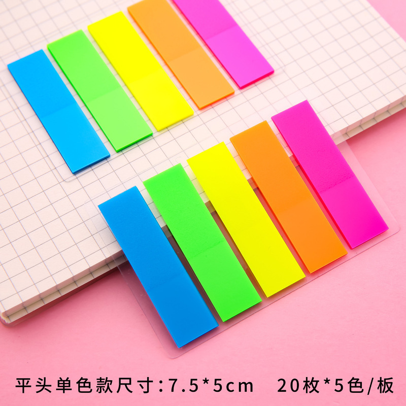 El papel de etiqueta de índice de notas puede escribir marcas, tiras pequeñas, marcadores de plástico, números de página de indicación transparente, película fluorescente