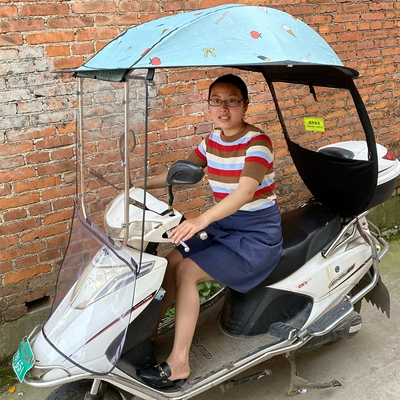 Elektromobil üçün ön şüşə çətiri (günlük), Small Electric Scooters, Bicycles, Sunshade - hard-edged-board-blue-ice-cream-back-pocket-zipper-car-has-mirror-default-item