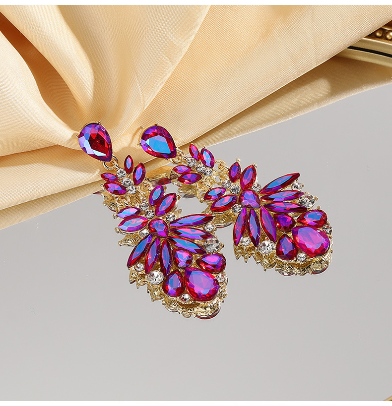 Alloy Ear Needle Material 1 Pair Simple Style Flower Plating Alloy Rhinestones Drop Earrings
