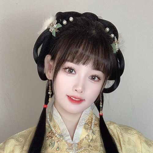 Wig for women, ancient Ming style bun, all-in-one headband, wig, Hanfu, costume, performance styling, hair bag, hair accessories