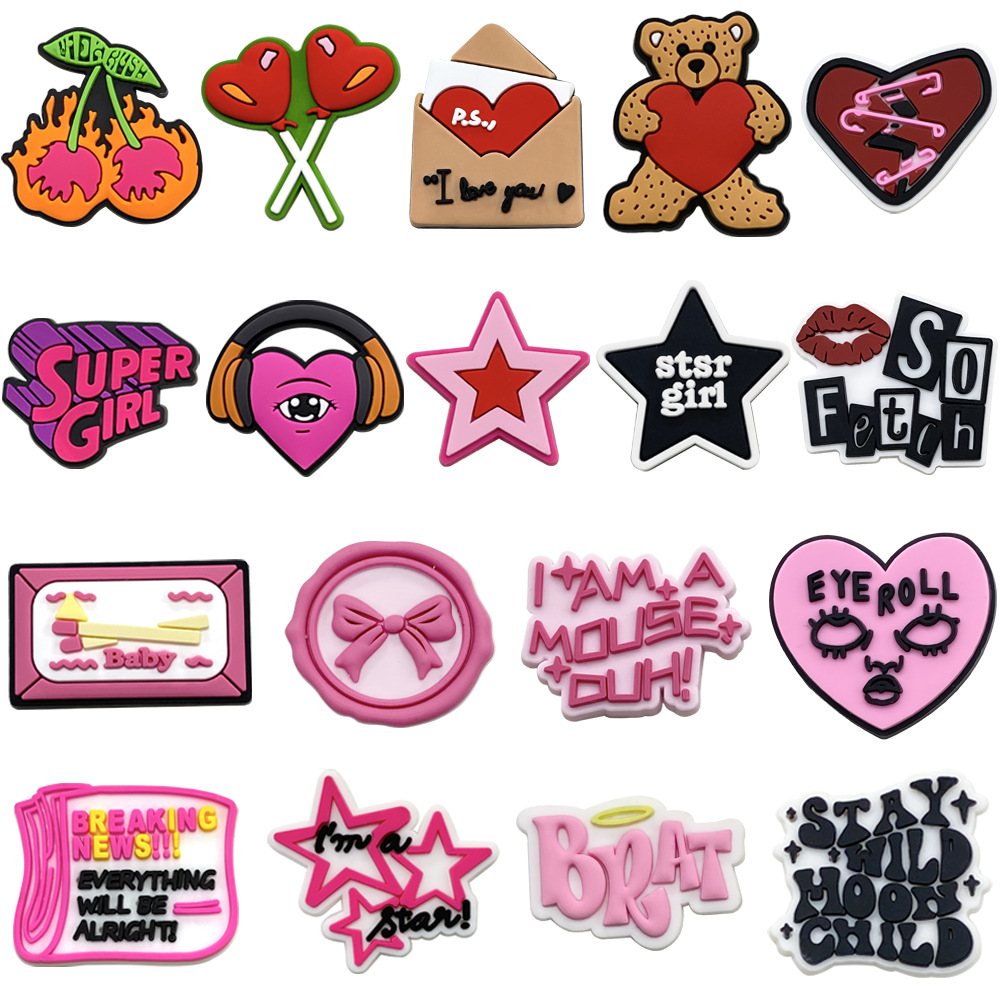 183 juegos de zapatos agujeros accesorios de hebilla de zapatos de flores DIY personalidad pegamento blando Zhibixing accesorios de hebilla desmontables joyas