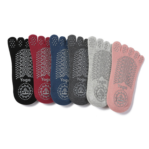 New Product Hot Selling Yoga Ankle Strap Five Toe Anti-Slip Women's Glued Toe Separating Socks Invisible Yoga Socks Flame Mountain Dance Socks