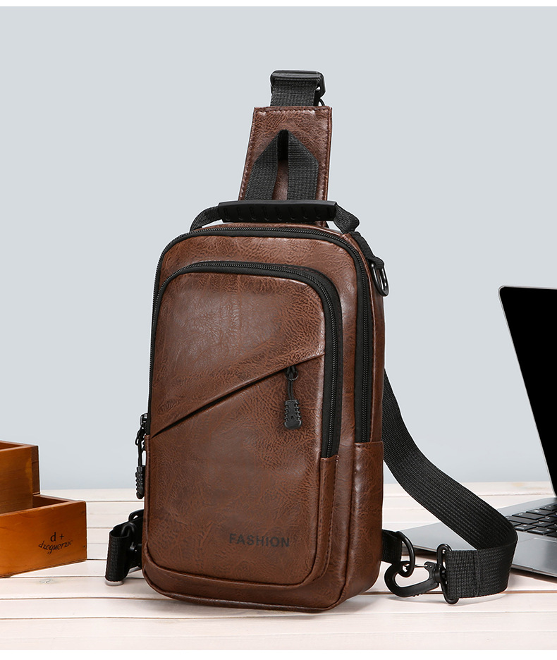 Foreign trade casual men's chest bag, password lock anti-theft motorcycle crossbody bag, outdoor simple commuting large capacity single-shoulder bag undefined