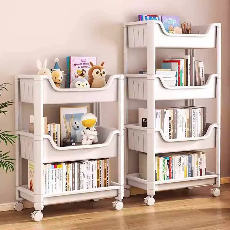 书架置物架家用简易多层带轮儿童玩具收纳阅读移动架子
