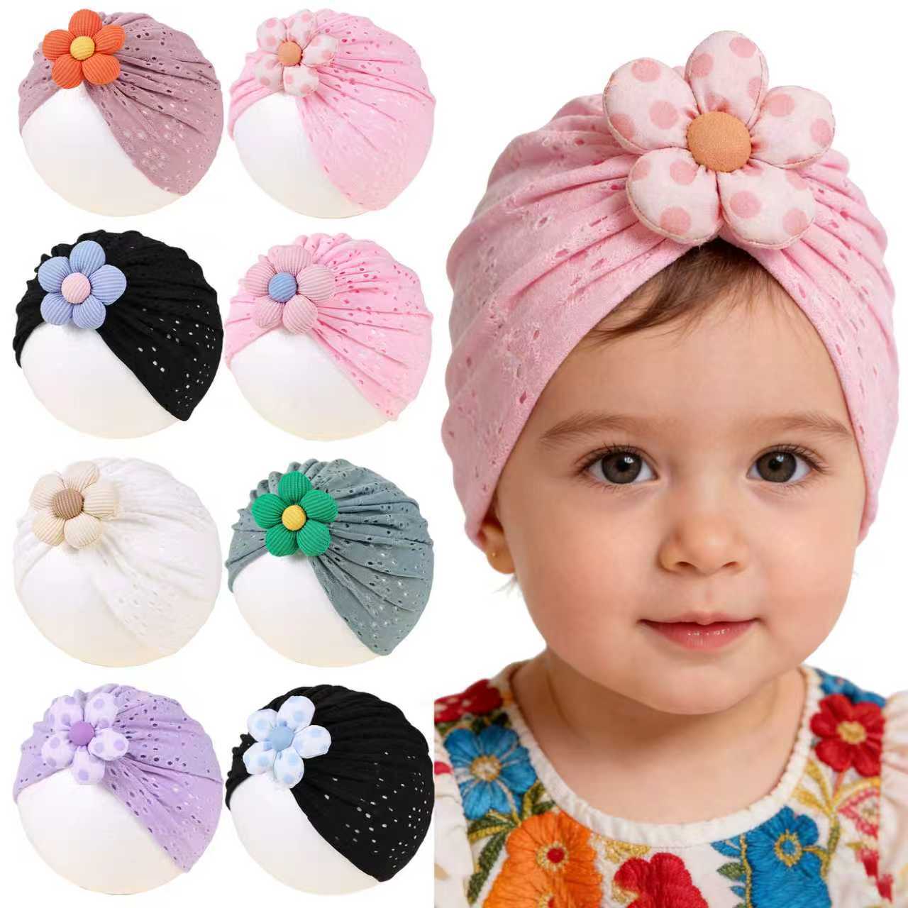 Cross-border European American Thin Breathable Baby Solid Color Imitation Cotton Hat, Children's Soft And Comfortable_voghion.com