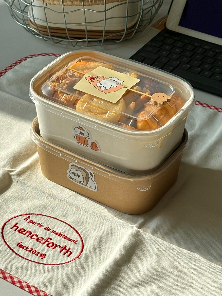 野餐盒一次性加厚牛皮纸意面打包盒沙拉寿司快餐盒蛋糕饭盒便当盒