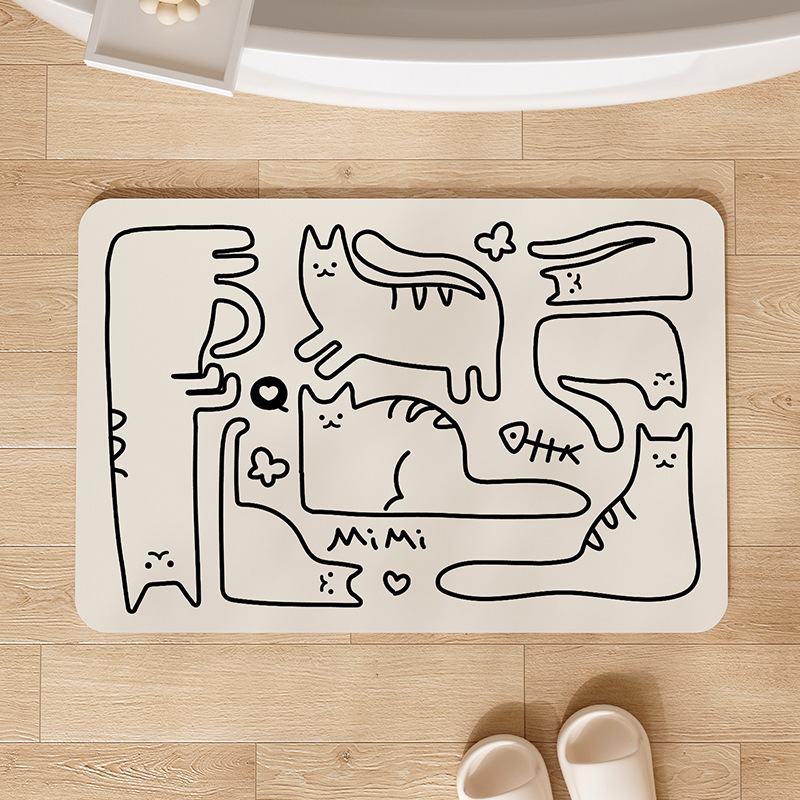 Bathroom Absorbent Diatom Mud Floor Mat Household Toilet Door Absorbent Quick-drying Foot Mat Dirt-resistant Wear-resistant Floor Mat