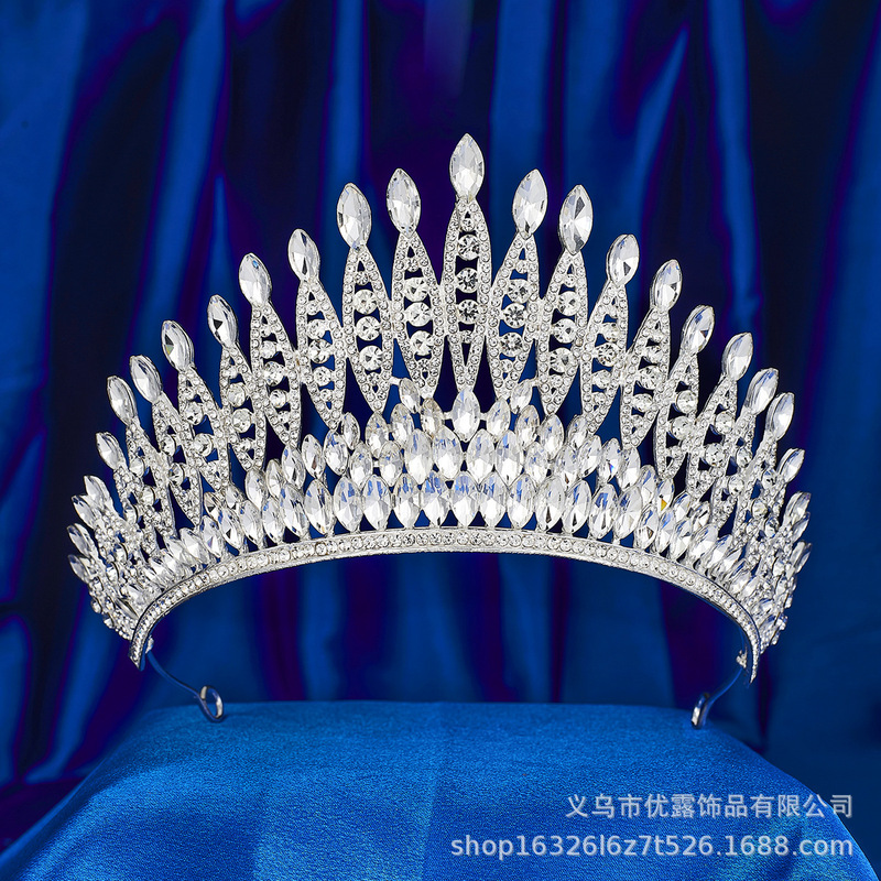 欧米の豪華な水晶の花嫁の王冠の合金はダイヤモンドの美人のお嬢さんの王冠の頭を飾ってウェディングドレスのカチューシャを飾ります。|undefined