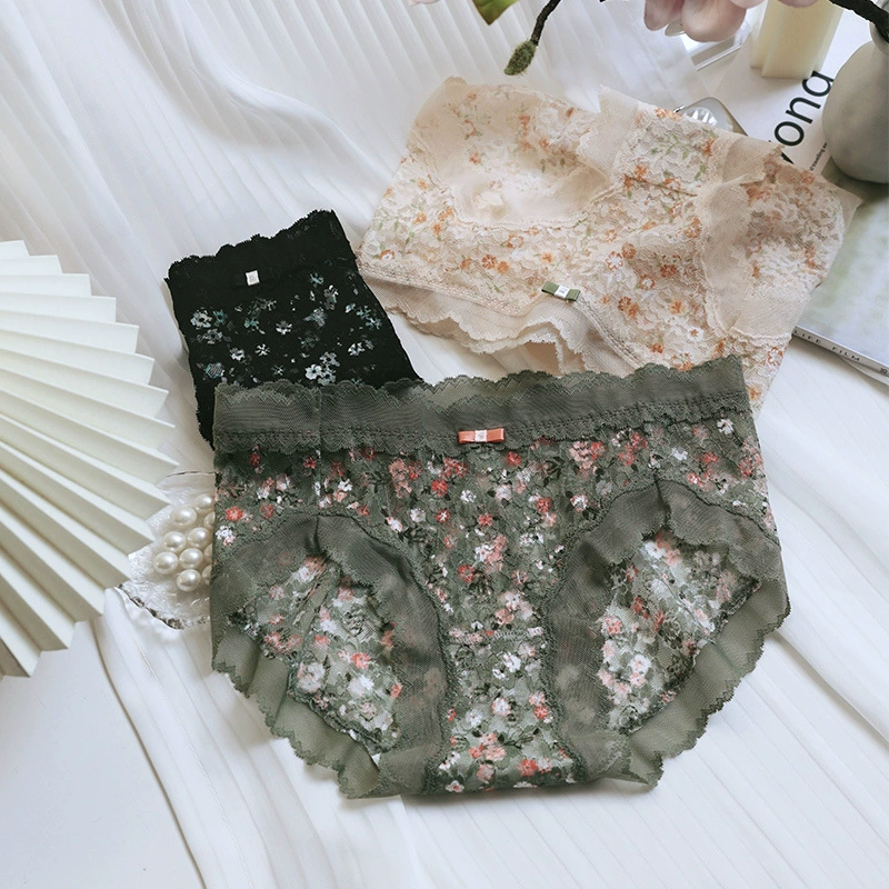 Знаменитости, милое кружевное нижнее белье в японском стиле, женское сексуальное тонкое бесшовное хлопковое промежность со средней талией, хлопковая промежность для девочек