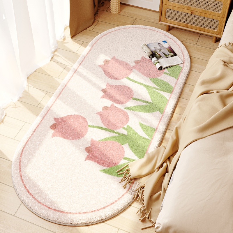 튤립 무팡 - 핑크 - 타원형 도트 셰르파 바닥