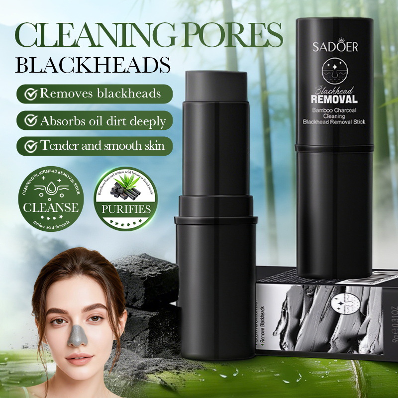 Cross-Border In-Stock Blackhead Removal Stick 9g Sadoer Bamboo Charcoal Cleansing Nose Mask Gentle Blackhead Removal Stick Wholesale for Export
