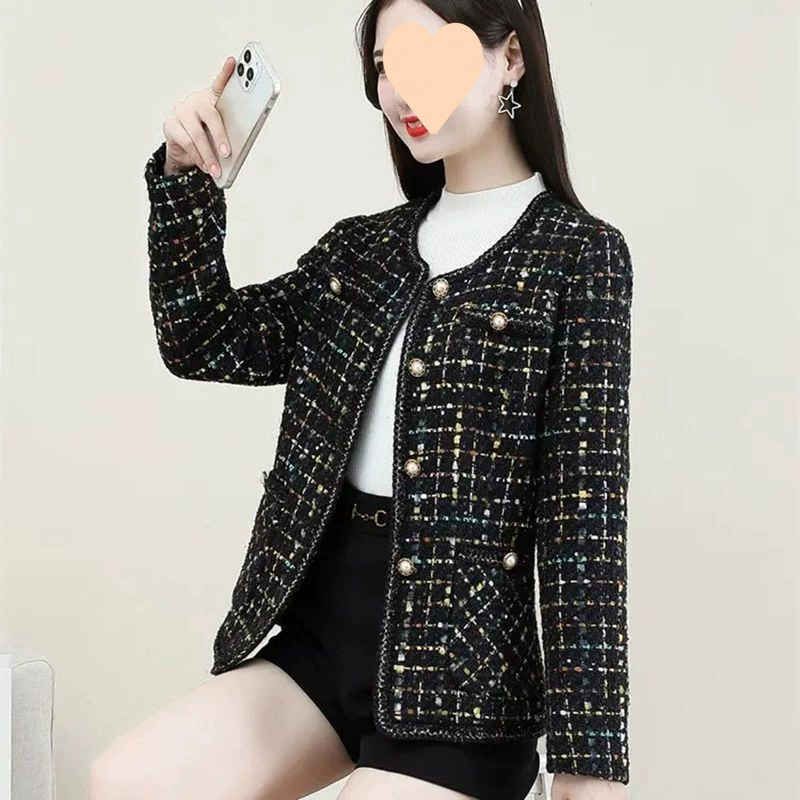 Осенняя короткая куртка-мать, кардиган, стиль Chanel, 50 лет, для среднего возраста