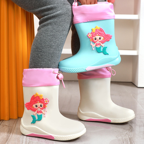 雨鞋儿童新款防滑可收口儿童水鞋短筒小童中大童雨靴男童女童水靴