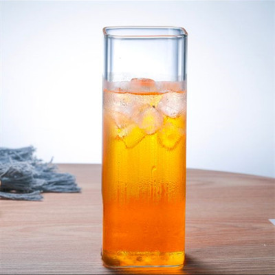 Venta al por mayor multi-especificación cuadrado de vidrio transparente de una sola capa taza de vidrio de borosilicato doméstico jugo de leche taza de café