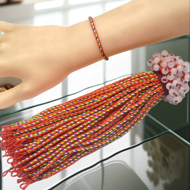Children's red rope bracelet, hand-woven colorful cord, adjustable length