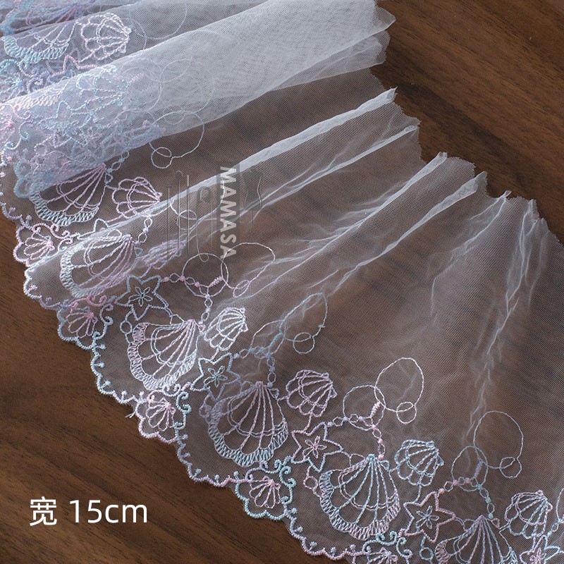 Venta al por mayor de bricolaje hecho a mano lolita ropa tela accesorios para el cabello dopamina fantasía color bordado malla encaje