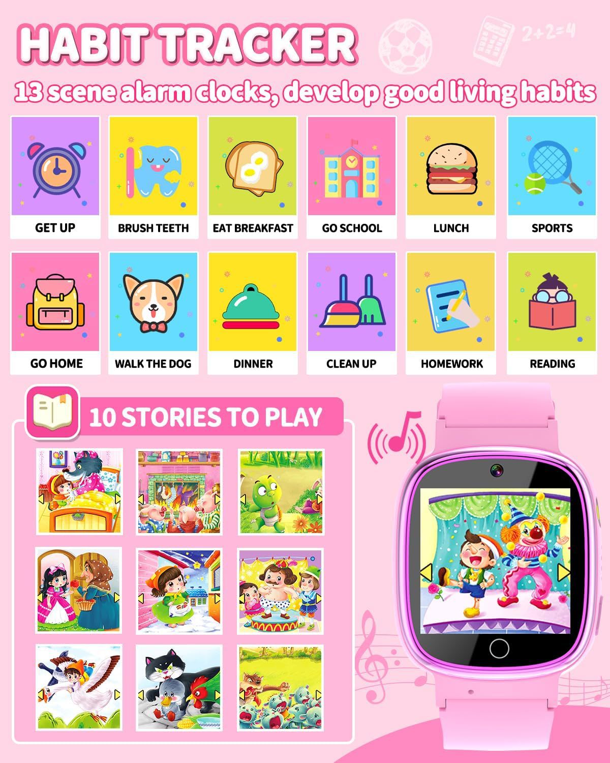 Children's smartwatch with 24 games, 1.4-inch touch screen, camera, video, music player and pedometer undefined