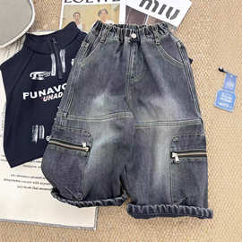 杉伴韩系男小童冬季新款加绒加厚高腰拉链款长裤男宝宝休闲牛仔裤