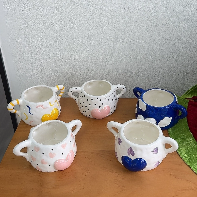 (Cross-border trading), design ceramic cartoon capacious tea cup with glass, tableware