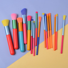 Cross-border best-selling 15-piece colorful makeup brush set, imitation animal soft hair makeup tools, concealer eye shadow brush