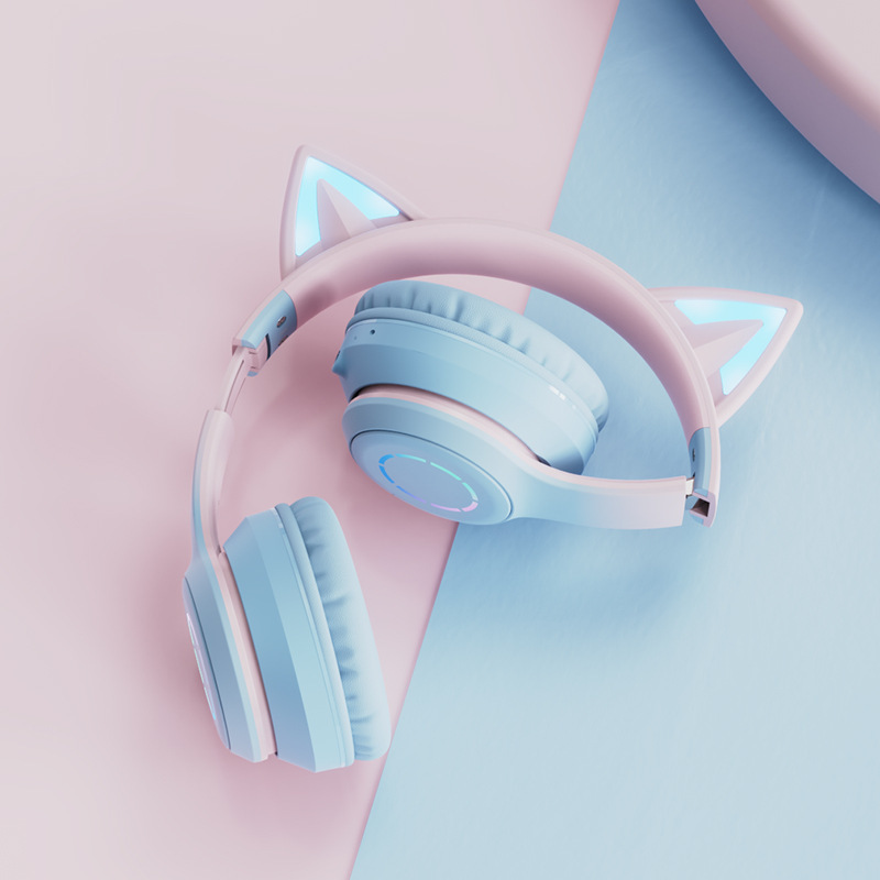 新型bt029c猫耳発光ゲーム電競争アナウンサーヘッドセット無線bluetoothヘッドセット工場卸売り|undefined
