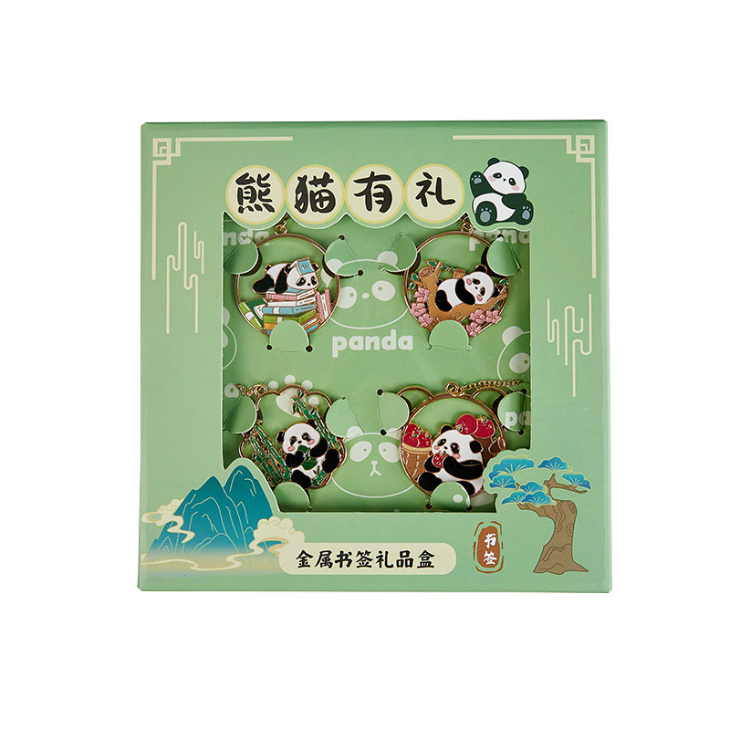 Lindo Panda aleación de zinc marcador caja de regalo lindo exquisito chica corazón creativo marcador estudiante lectura libro página clip