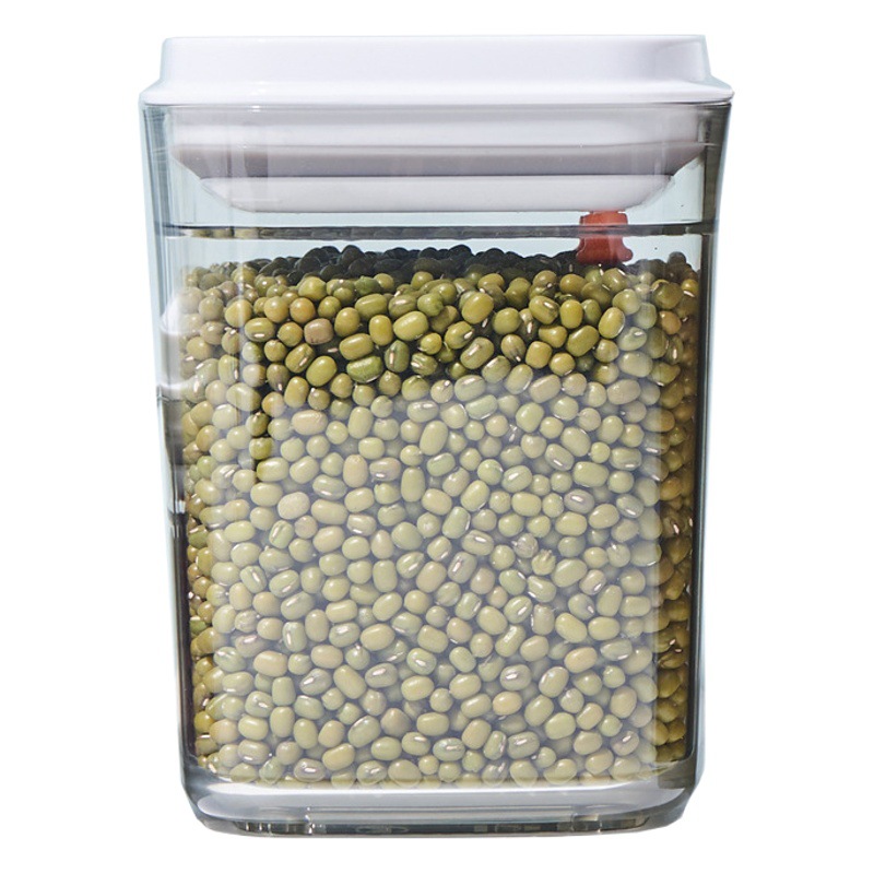 四角いプッシュ式貯蔵タンク密封缶キッチン五穀雑穀プラスチックキャンディー缶果粉箱透明収納缶