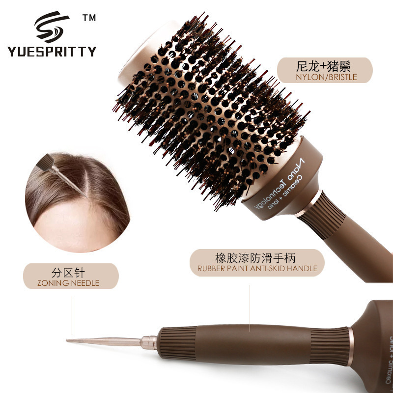 Natural de alta calidad traje de modelado de aire térmico cilindro Pelo Rizado rodillo peine punta cola rodillo peine tubo de aluminio Mane cerámica rodillo peine