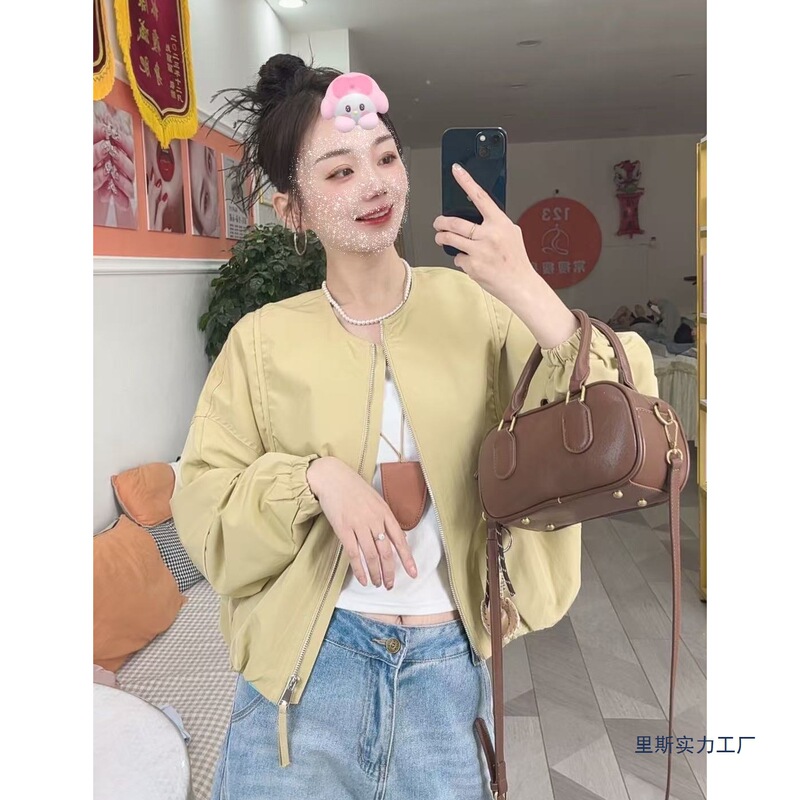"Riding the Wind" 2026 New European Style Jacket, Loose Top, Spring Korean Style Short Coat, Stylish and Casual "Riding the Wind" 2026 New European Style Jacket, Loose Top, Spring Korean Style Short Coat, Stylish and Casual