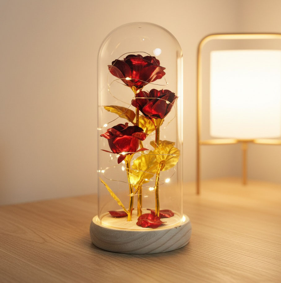 3 flores doradas de flores eternas regalos del Día de la Madre Qiuxi decorativos de mesa ramo de flores regalos del Día de San Valentín transfronterizos