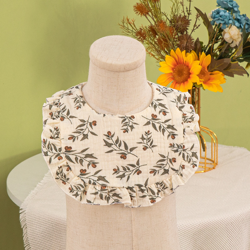 Toalla de saliva para bebé Verano A antibacteriano y agradable para la piel 40 piezas de gasa de algodón puro babero de encaje en forma de U para hombres y mujeres babero para bebés